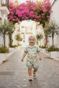 3-delige babyset bloemenprint Groen