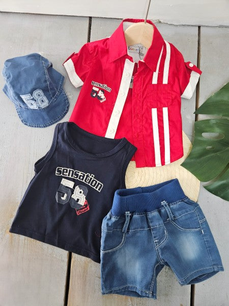 4-Delige Jongens set – Rood Blauw
