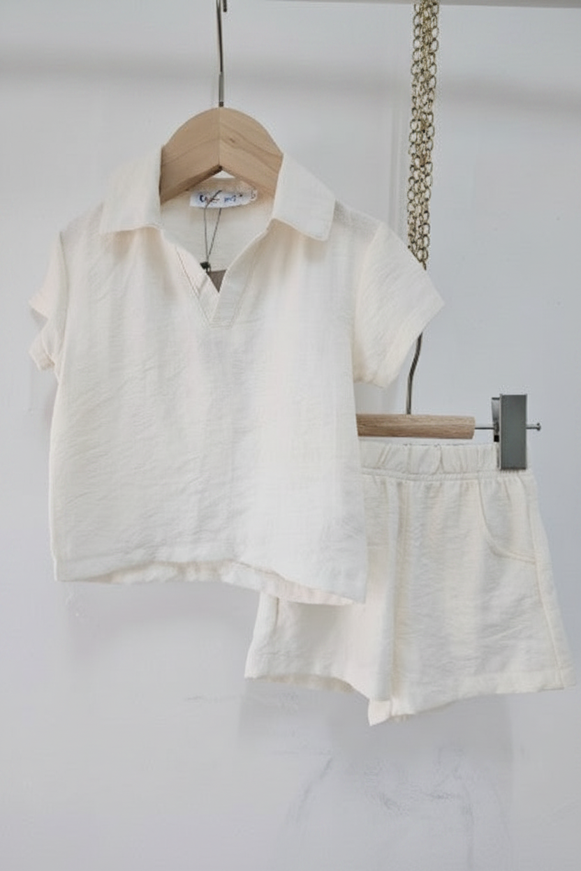 Crème Polo Jongens set  – Shirt & Short