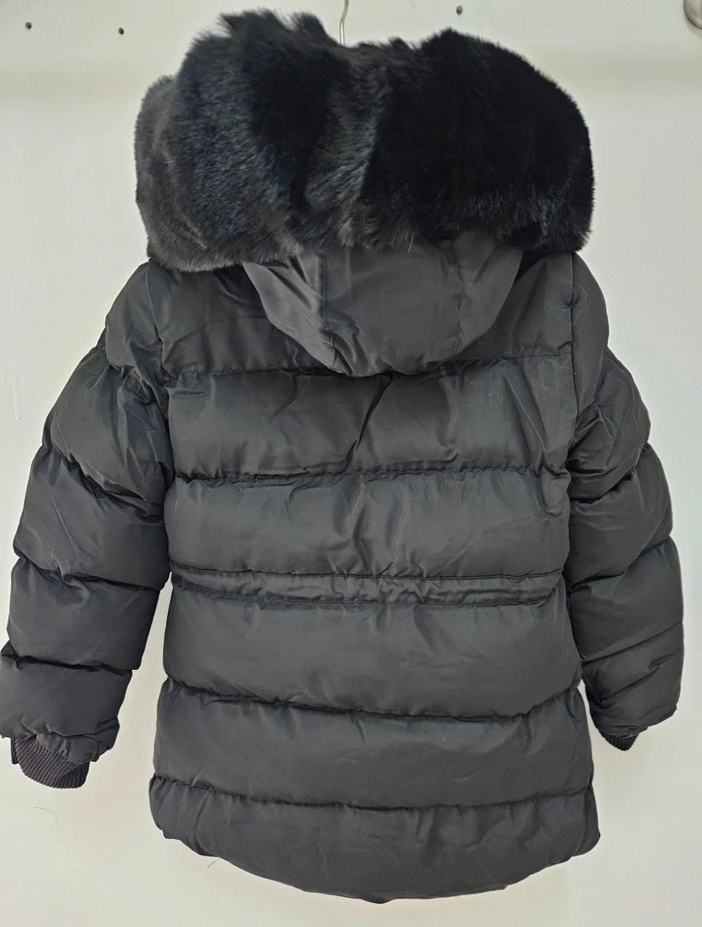 Zwarte Meisjes Winterjas met Bontkraag