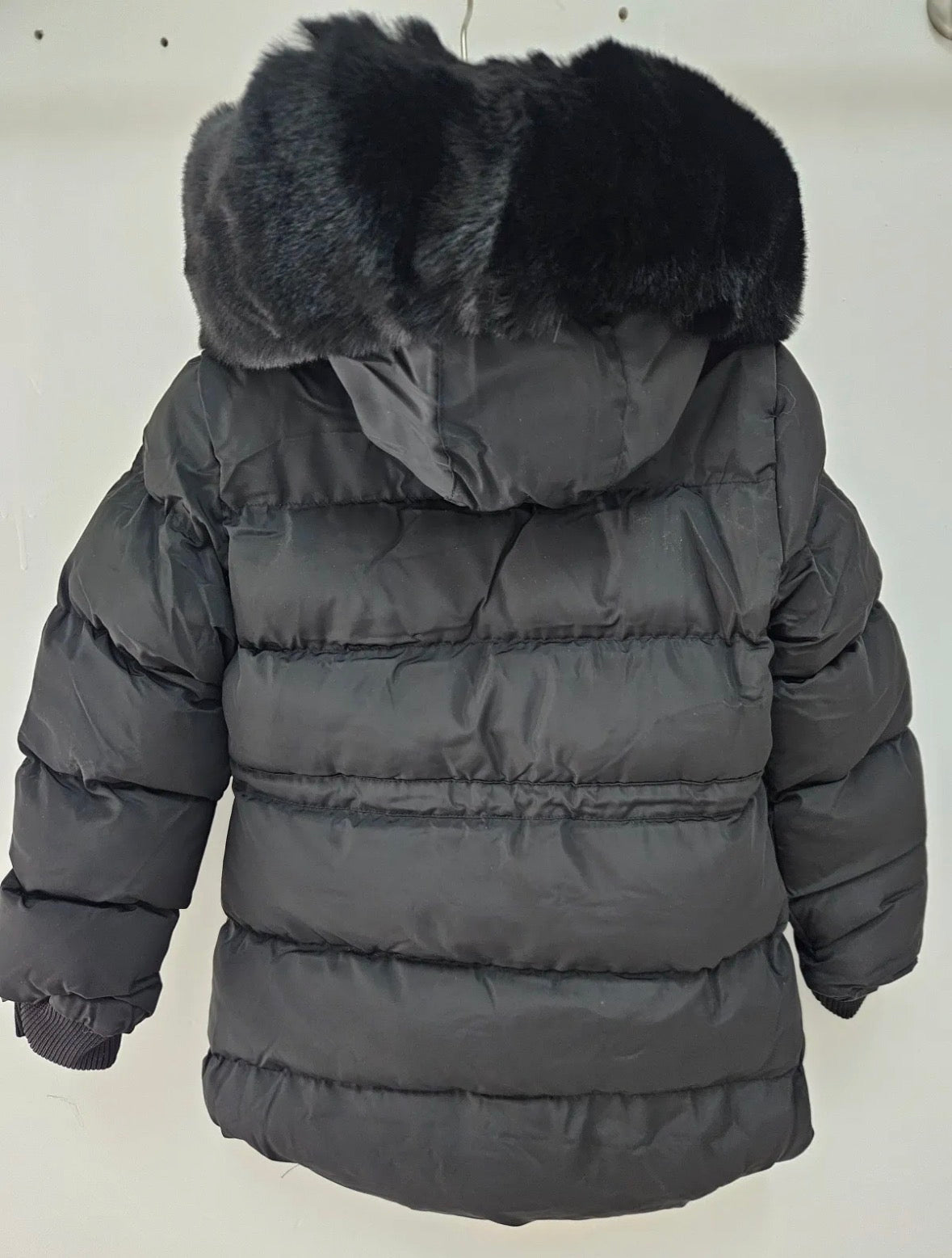 Zwarte Meisjes Winterjas met Bontkraag