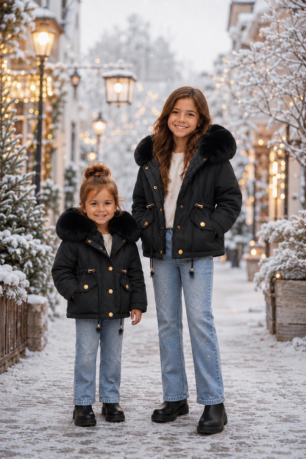 Kinderjas Zwart Faux Fur