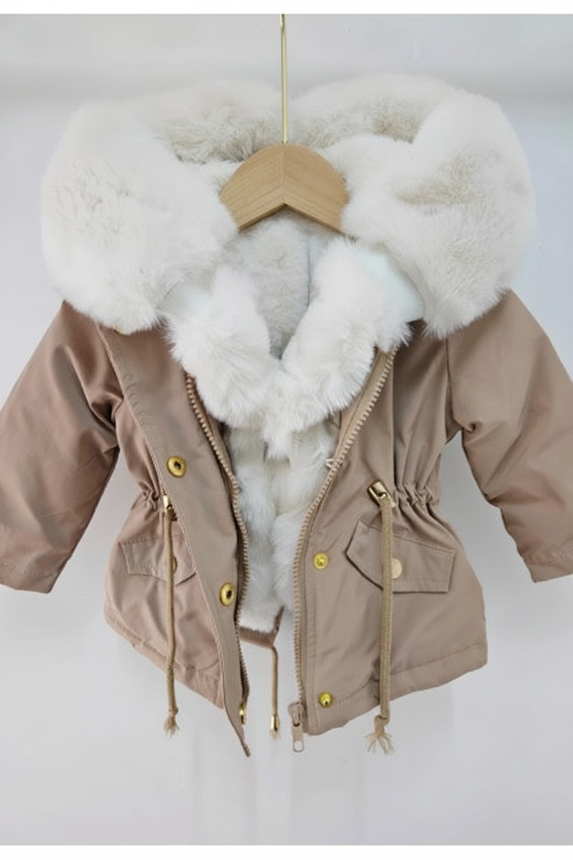 Kinderjas Beige Faux Fur