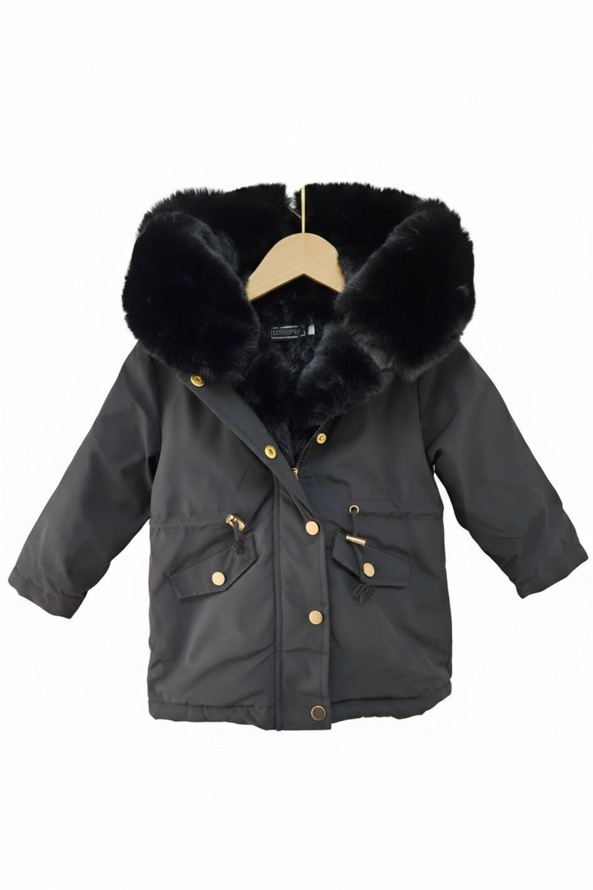 Kinderjas Zwart Faux Fur