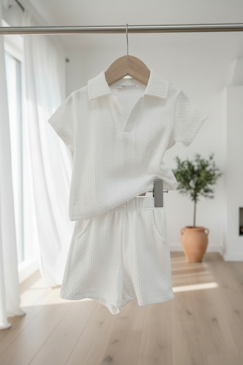 Witte Polo Jongens set met Korte Broek
