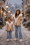 Kinderjas Beige Faux Fur
