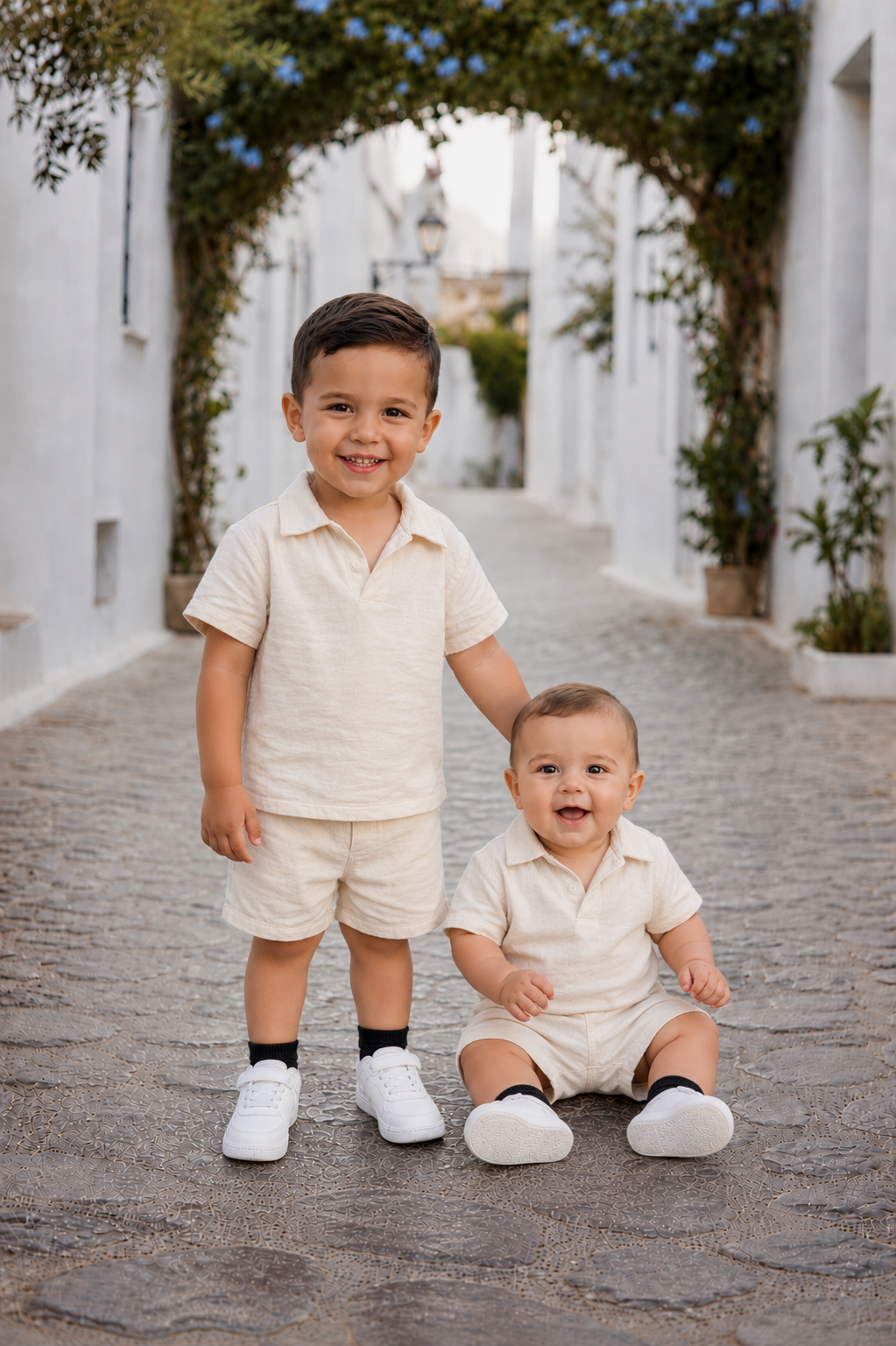 Crème Polo Jongens set  – Shirt & Short