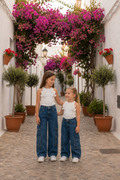 Cargo Jeans Meisjes | Wijde Denim Broek met Zakken